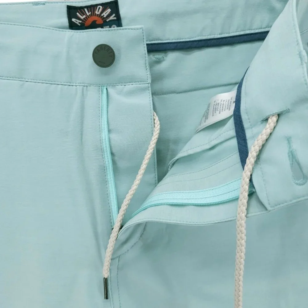 NWT FAHERTY All Day Casual Shorts SEAFOAM Pale Blue 8.5